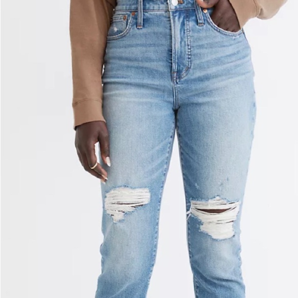 MADEWELL The petite curvy perfect vintage jean in denman wash: ripped edition